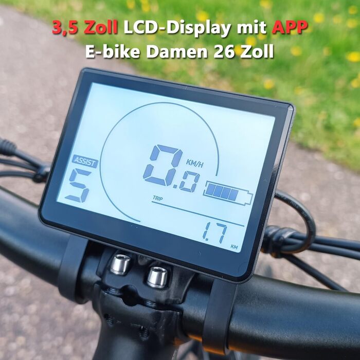Жіночий електровелосипед R1 26 дюймів для трекінгу Step-Through, електровелосипед для міського використання зі знімним акумулятором 36 В 14,5 Аг, запас ходу до 110 км, гідравлічні дискові гальма, електровелосипед, що відповідає вимогам ЄС, для дорослих, с