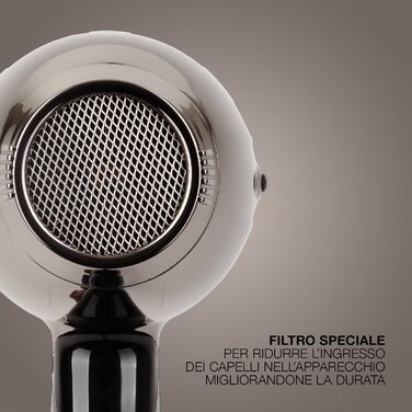 Іонний фен Titanium з вилкою Schuko - Професійний фен Made in Italy - Легкий і тихий, для здорового волосся, на 30 скорочений час