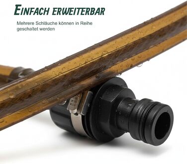 Шланг для поливу Relaxdays, 20 м, для газонів та клумб, плоский, з отворами, шланг-розпилювач, для саду, коричневий