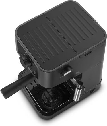 Традиційна портафільтр-машина для еспресо, еспресо-машина з ручним піноутворювачем, для порошку еспресо, резервуар для води 1 л, чорна, кавоварка еспресо 1100 Вт чорна, 235.BK