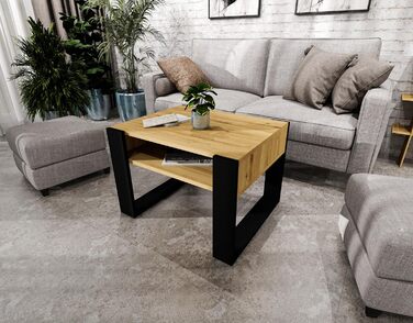 Журнальний столик 6553,6 см Стіл для вітальні з інженерної деревини, Міцний та сучасний журнальний столик з додатковим місцем для зберігання Журнальний столик, Артісан Дуб/Чорний, прямокутний 6553,6 см Артісан Дуб/Чорний