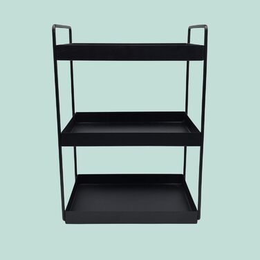 Стійка для спецій Relaxdays, 3 яруси, компактна, кухонний органайзер, висота та ширина 44 x 26 x 18 см, органайзер для ванної кімнати, металева, чорна