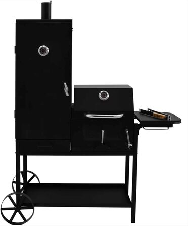 Syntrox Smoker Klavor з коптильнею, грилем барбекю, грилем на вугіллі. Гриль коптильні, сталь, листова сталь з вогнезахисним лаком, камера гриля і коптильня, дерев'яні ручки, дверцята з золи із засувкою