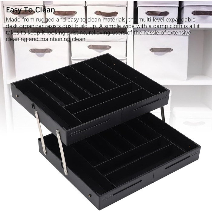 Багаторівневий розширюваний органайзер для столу Naroote, розширюваний органайзер для столу з міцного пластику, багатофункціональний для кухні (ЧОРНИЙ) чорний