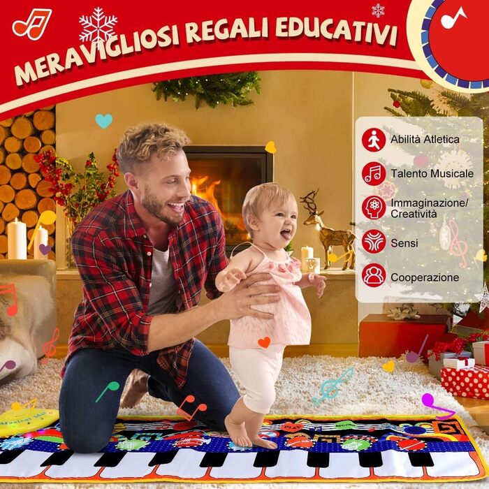 Килимок для піаніно, танцювальні килимки Килимок для піаніно Музичний килимок для дітей, 5 режимів 8 інструментів Звуки Іграшка Му