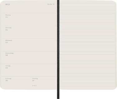 Тижневий планувальник Moleskine з місцем для нотаток, 12 місяців 2024, порядок денний 2024, кишеня 9x14, м'яка обкладинка з еластичною застібкою, колір чорний, мова Німецька