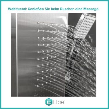 Душова панель Ельба без змішувача з 3 функціями, душова система з матової нержавіючої сталі 304, з 2 х масажними форсунками, тропічний душ і ручний душ (срібло)