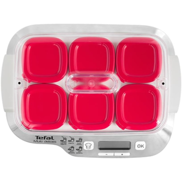 Йогуртниця Tefal YG660132 Multidelices Express, сталь, червоний, білий