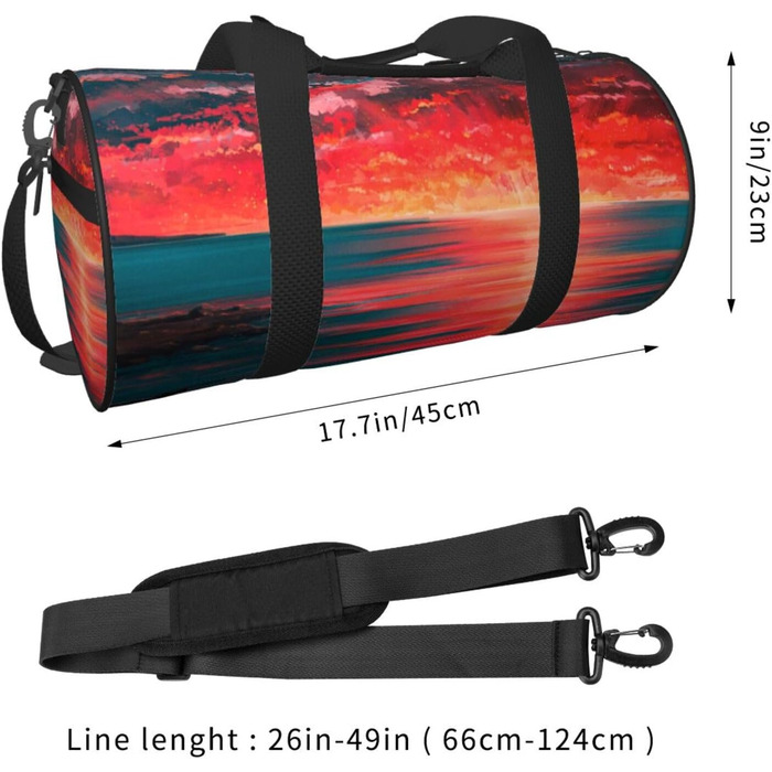 Спортивна сумка, дорожня сумка, пляжна сумка, принт Захід сонця, сумка на нічліг, чорна, універсальний розмір, сумка для подорожей