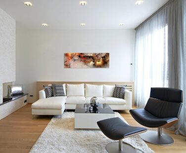 Панорамний живопис 150x50cm Абстрактний фреска вогонь і туман на полотні хмари з проривом світла Ексклюзивна фреска