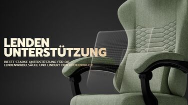 Ігрове крісло Тканинне офісне крісло, масажне ігрове крісло з підголівником, ергономічне гоночне ігрове сидіння з підставкою для ніг, 60 * 60 * 120 см (зелене)