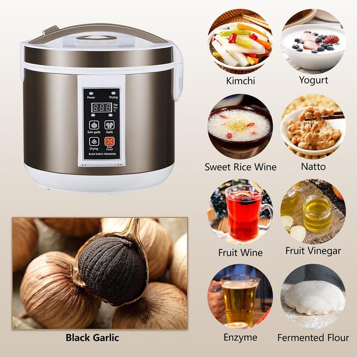 Автоматична машина для ферментації чорного часнику Jargrovs, багатофункціональний розумний ферментер для чорного часнику об'ємом 5 л, машина для йогурту, машина для огірків, кухонна машина для ферментації своїми руками