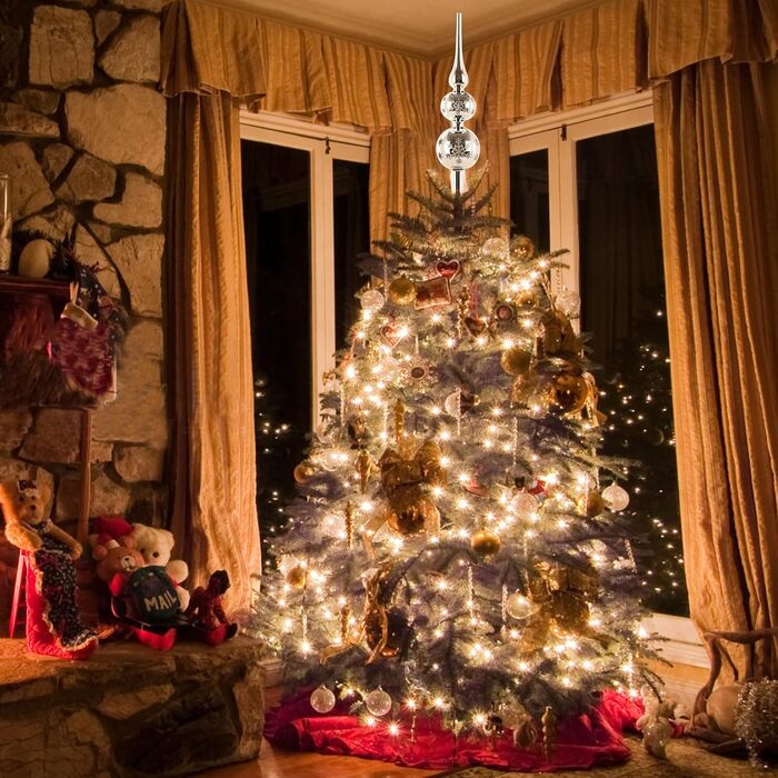 Срібна верхівка для ялинки 31 см ZZOUFI