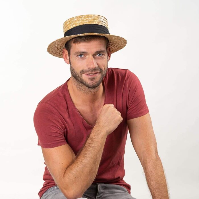 Солом&39яний капелюх Fiebig Circular Saw, натуральний, чоловічий та жіночий Сонячний капелюх зі 100 соломи Капелюх-канотьє, виготовлений в Італії Капелюх-гондольєр на весну та літо Капелюх зі стрічкою Grosgrain, натуральний, 61