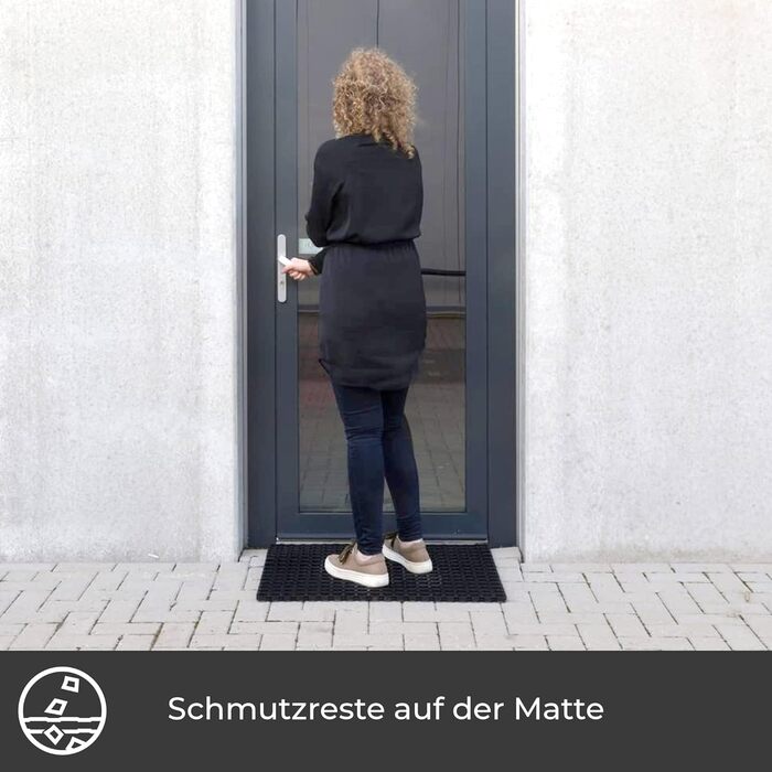 Килимок Vivol з гумовими кільцями 100x150 см, чорний - Килимок для зовнішнього використання в саду або біля задніх дверей - Гумові килимки для зовнішнього використання доступні в різних розмірах 150Д x 100Ш x 2,3Г см