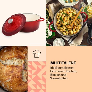 Емальована чавунна каструля, сковорода 3,9 л, герметична сковорода з кришкою, безпечна для духовки, маленька емальована сковорода