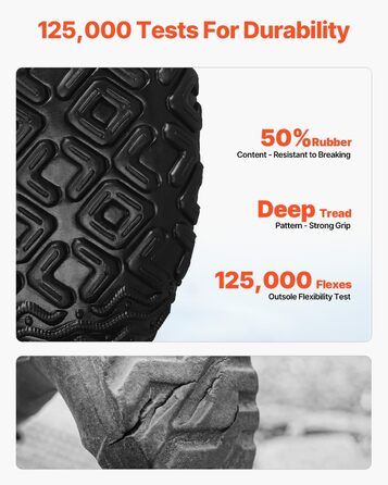 Чоловічі гумові чоботи VEVOR, чоботи до щиколотки, розмір 44,5 EU, чорні