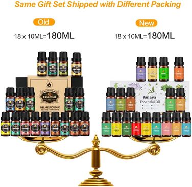 Набір ефірних олій 18 x 10 мл, чайне дерево, лаванда, евкаліпт, ладан, лемонграс, розмарин, апельсин, м&39ята, лимон, бергамот, іланг-іланг, грейпфрут, ромашка, троянда, ваніль, пачулі, шавлія