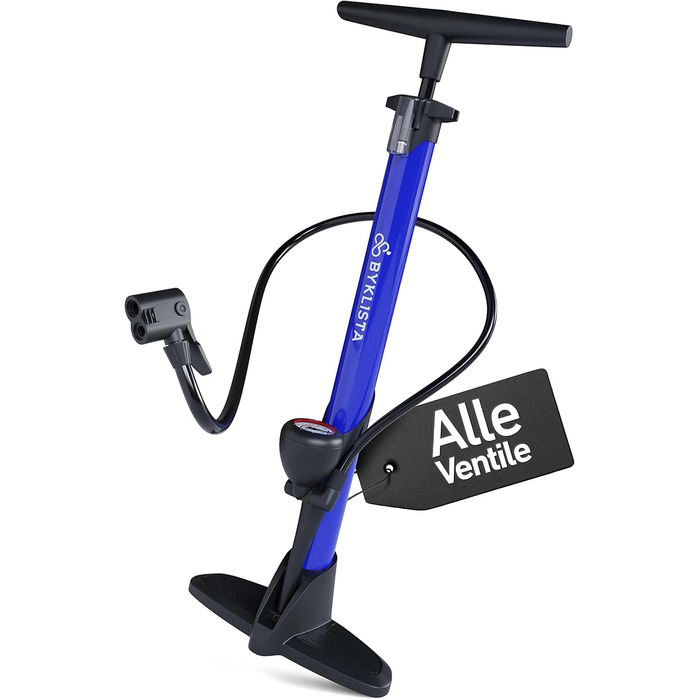 Велосипедний насос BYKLISTA для всіх типів вентилів Великий манометр 12 бар додатковий адаптер для вентиля Підлоговий насос для велосипедів Преміальний підлоговий насос для велосипедів