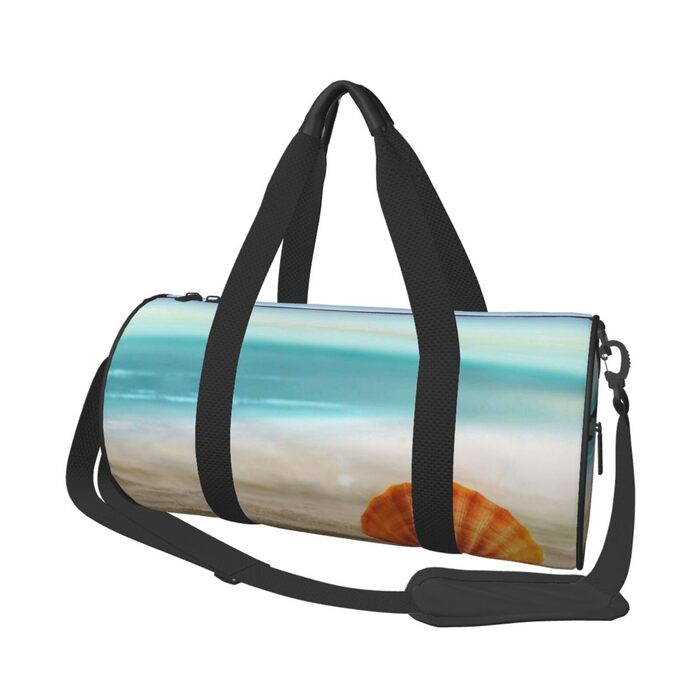 Спортивна сумка, дорожня сумка, пляжна сумка з мушлевим принтом, сумка для ночівлі, чорна, універсальний розмір, сумка для подорожей