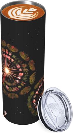 Кухоль з прямою трубочкою, 590 мл, дизайн зірки з кульбаб, друкований, дорожній кухоль, підходить для кемпінгу, офісу та дому