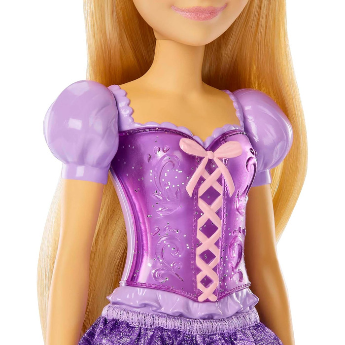 Лялька Mattel Disney Princess Rapunzel, довге волосся для укладання, рухливі, знімні туфлі та діадема, подарунки Disney, іграшка в