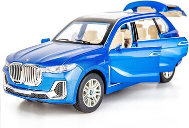 Сумісний з моделлю позашляховика BMW X7, дорослі колекції, литий сплав з відкидною іграшкою зі звуком і світлом для дівчаток і хлопчиків дитячі іграшки синій, 124