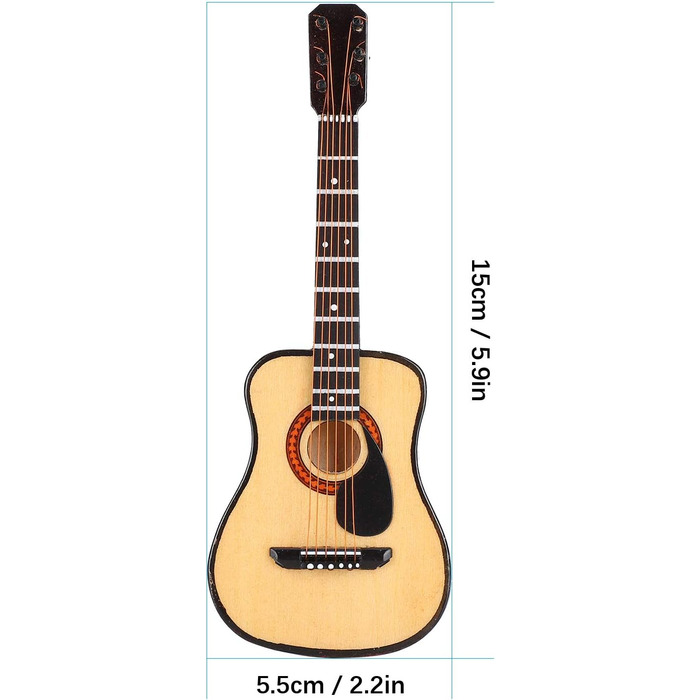 Дерев'яна мініатюрна гітара орнамент міні музичний інструмент декор ляльковий будиночок модель прикраса будинку (чорний), 15