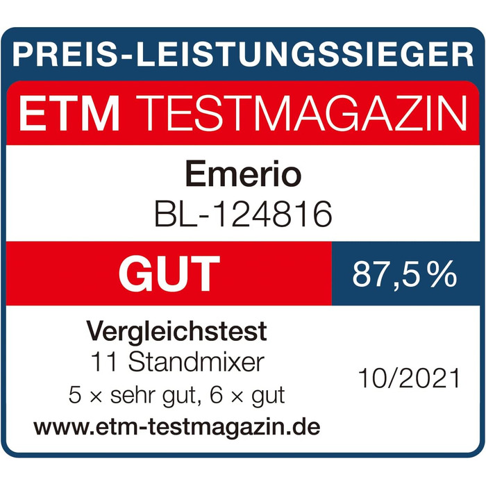 Міксер Emerio без бісфенолу А Функція подрібнення льоду Контейнер 1,5 л 2 швидкості імпульсна функція Ножовий блок з нержавіючої сталі Запобіжний вимикач Сейф для посудомийної машини 500 Вт BL-12816.8 Чорний Без бісфенолу А - Чорний