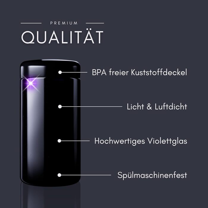 Елегантні скляні банки для зберігання ANCEVIA фіолетового кольору 500 мл набір із 6 (75/400) герметичних контейнерів для зберігання з кришками Банки для зберігання Miron, скляні контейнери з кришками, наприклад, для горіхів, цукру, чаю та трав
