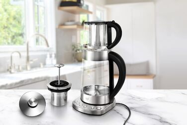 Скляний чайник Impolio PREMIUM LED з регулюванням температури функція збереження тепла, ситечко для чаю з нержавіючої сталі насадк