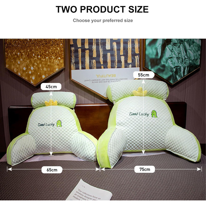 Подушка для читання, подушка для спини з підлокітниками, подушка для читання для ліжка, подушка для спинки крісла-ліжка, підтримка спини, подарункові подушки для читання, роботи та ігор (блакитний оксамит, 75 * 50 см)