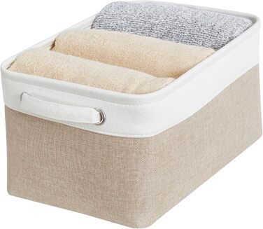 Кошик для зберігання Mangata Canvas, тканинний кошик з ручками для шаф, полиць, одягу, іграшок (3 шт., складний, хакі-білий) світлий хакі білий середній розмір