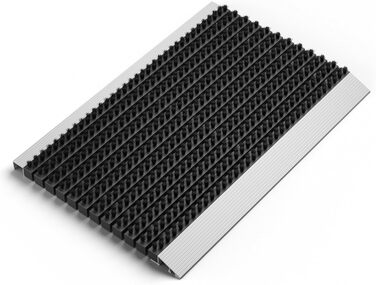 Вуличний алюмінієвий килимок для дверей з чорними щітками, килимок для збору бруду 40 x 60 см, вуличний килимок для дверей, алюмінієвий килимок для дверей, килимок для вулиці, скребок для взуття для входу в будинок, килимок-щітка для вулиці, килимок для д