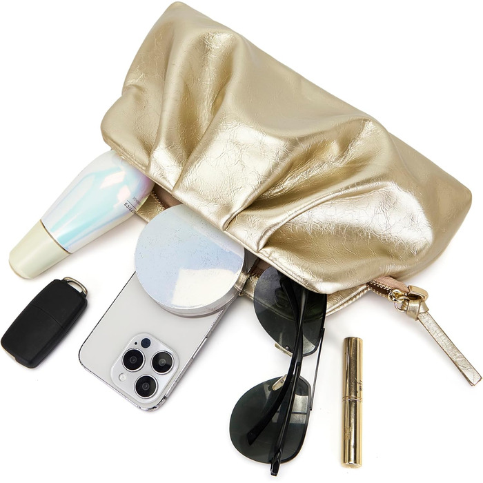 Жіноча вечірня сумка Milisente з клатчем, хмарою та плісованими краями, елегантна маленька сумочка зі штучної шкіри, сумка на плече для весілля на блискавці золотого кольору