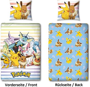 Комплект постільної білизни Pokemon 2 шт. - 135x200 см подушка 80x80 см - Покемон Пікачу світло-блакитний - дитяча постільна білиз