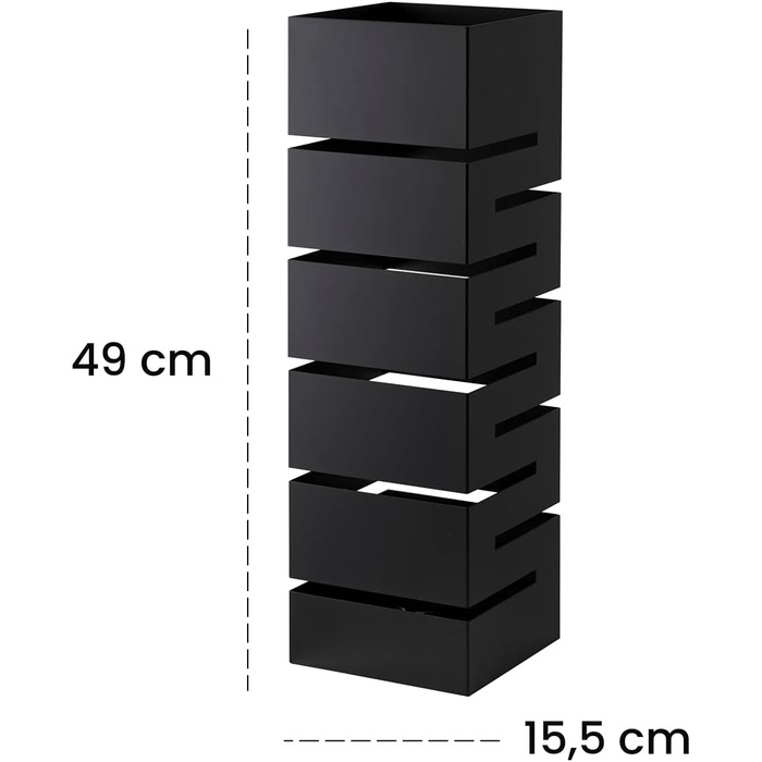 Підставка для парасольки Baroni з сучасним дизайном з металу з геометричним різьбленням - Підставка для парасольки з гачком і знімним колектором для прикраси дому та офісу, темно-коричнева, 15.5x15.5x49 см Чорний