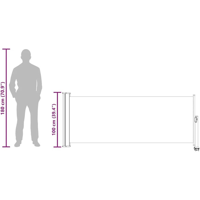 Розсувний бічний тент 100x300 см сірий, екран для забезпечення конфіденційності, вітрозахисний тент 100 x 300 см сірий