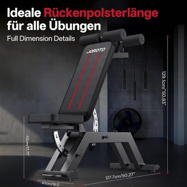 Регульована силова лава JOROTO MD70, багатофункціональна тренувальна лава вантажопідйомністю до 400 кг, 8-позиційна регульована спинка та 5-позиційне регульоване сидіння, фітнес-лава для тренування всього тіла