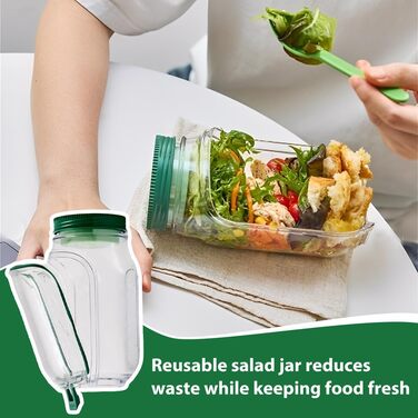 Пластикова банка для зберігання салату, вертикально шарувата конструкція салат-стручка, компактний, розумний контейнер для свіжого салату з герметичною коробкою для спецій., 1