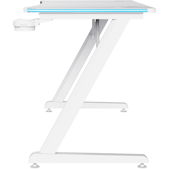 Ігровий стіл Trust Gaming GXT 709W Luminus RGB зі світлодіодним підсвічуванням, 10 режимами, живленням від USB, білий ігровий стіл з гарнітурою та підставкою для чашок, 120 x 60 см, комп&39ютерний стіл для офісу, геймерський 120 x 60 см - RGB білий