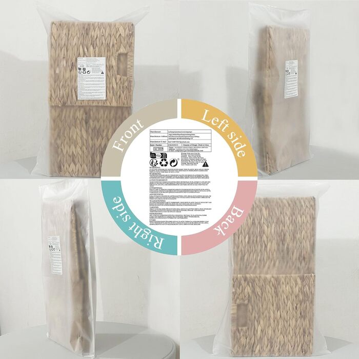 Кошики для зберігання Kallax з 4 предметів, вкладиші з водяного гіацинта для полиць, складні коробки Kallax, плетений кошик для зберігання, кошик для білизни для полиць, плетені контейнери для ванної кімнати (30 см * 30 см * 30 см), комплект з 4 предметів