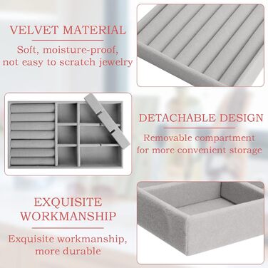 Лоток для ювелірних виробів UMILKI 6 шт. , оксамитовий лоток для ювелірних виробів для ящиків, органайзер для зберігання ювелірних