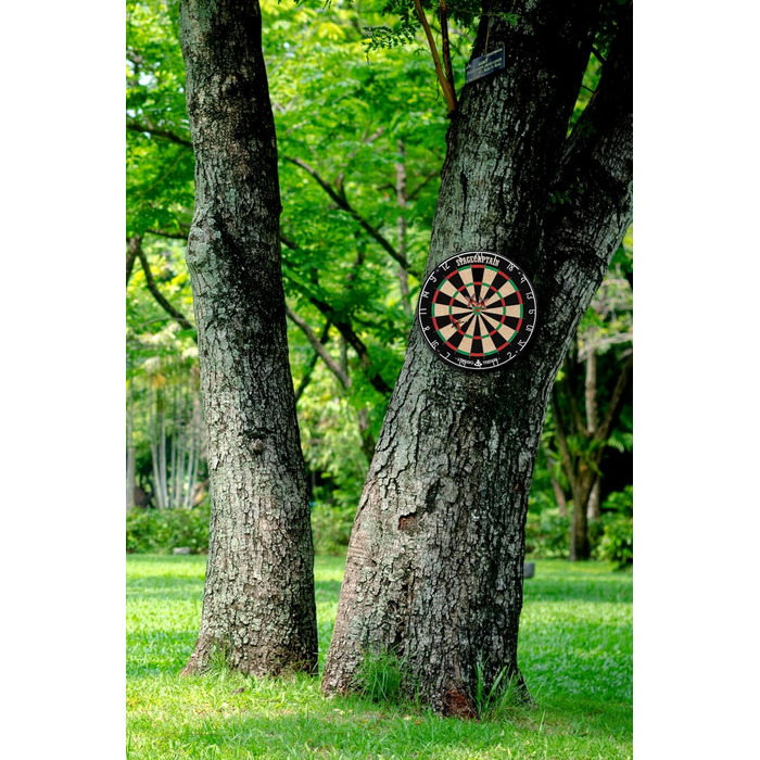 Мішень для дротиків Stagecaptain DBS-1715 Bullseye Pro з дротиками - Професійна сталева мішень для дротиків з сизалю - Мішень для дротиків з надтонкими дротами - Мішень для дротиків з 6 дротиками та 4 наборами дергань