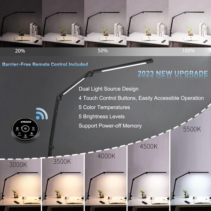 Світлодіодна настільна лампа EYOCEAN, робоче світло з поворотним кронштейном Architect Lamp, офісна настільна лампа з подвійним дж
