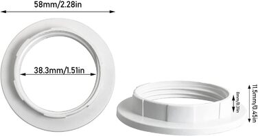 Кільця абажура для розеток E27/E26, кільце розетки, стопорні кільця для скляних абажурів/світильників, білий, 6 шт.