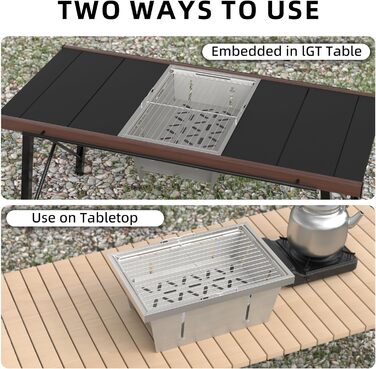 Кемпінговий гриль з вугіллям для столу IGT, складний кемпінговий гриль, портативний невеликий складний гриль з нержавіючої сталі з сумкою, портативний гриль для пікніка для вечірок на свіжому повітрі