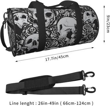 Дорожня сумка-циліндр, моторошний візерунок з темними черепами та квітами, спортивна сумка для чоловіків та жінок, сумка для подорожей, спортивна сумка