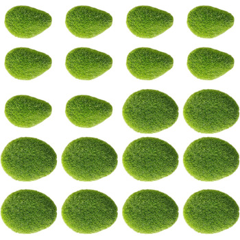 Кульки зі штучного моху. Камені із штучного моху. Камені із штучного моху. Кульки із зеленого моху. Прикраси з штучного моху для казкових садів, квіткових композицій, квіткових композицій, тераріумів і ремесел, 20 шт.