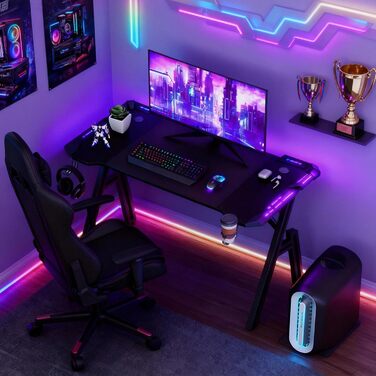 Ігровий стіл Storeo Imp, 140 x 60 см, МДФ / сталь / вуглецеве волокно, чорний